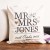 Mr and Mrs Personalized Surname with Date of Marriage Single Cushion